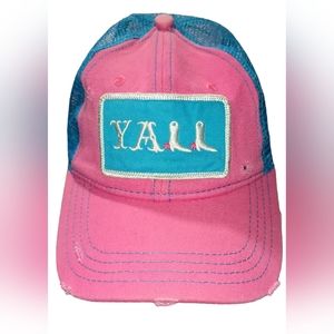 YALL Snapback Baseball Cap, Pink and Blue
